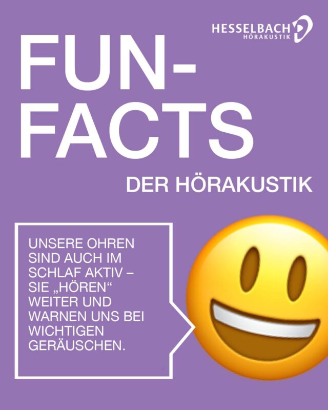 🧠 Fun Fact der Hörakustik 👂✨

Unsere Ohren sind auch im Schlaf aktiv – sie „hören“ weiter und warnen uns bei wichtigen Geräuschen.

👉 Deshalb wachen wir z. B. bei einem Alarm oder ungewohnten Geräuschen auf, selbst wenn wir tief schlafen.

Ein faszinierendes Zusammenspiel von Ohr und Gehirn! 💡

Achten Sie auf Ihr Gehör – wir unterstützen Sie gerne dabei. 🤝

🌐 www.hesselbach-hoerakustik.de/termin

#FunFact #SchonGehört #Hörakustik #WusstenSieSchon #Hören #Hörgesundheit #Ohren #Gesundheit #HesselbachHörakustik #Wissen